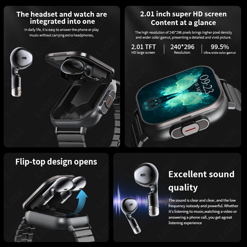 NFC 스마트 시계 TWS 2-in-1 헤드셋 블루투스 - Smartwatch X12 리뷰 및 가격