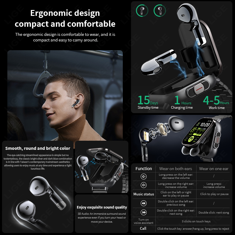 NFC 스마트 시계 TWS 2-in-1 헤드셋 블루투스 - Smartwatch X12 리뷰 및 가격