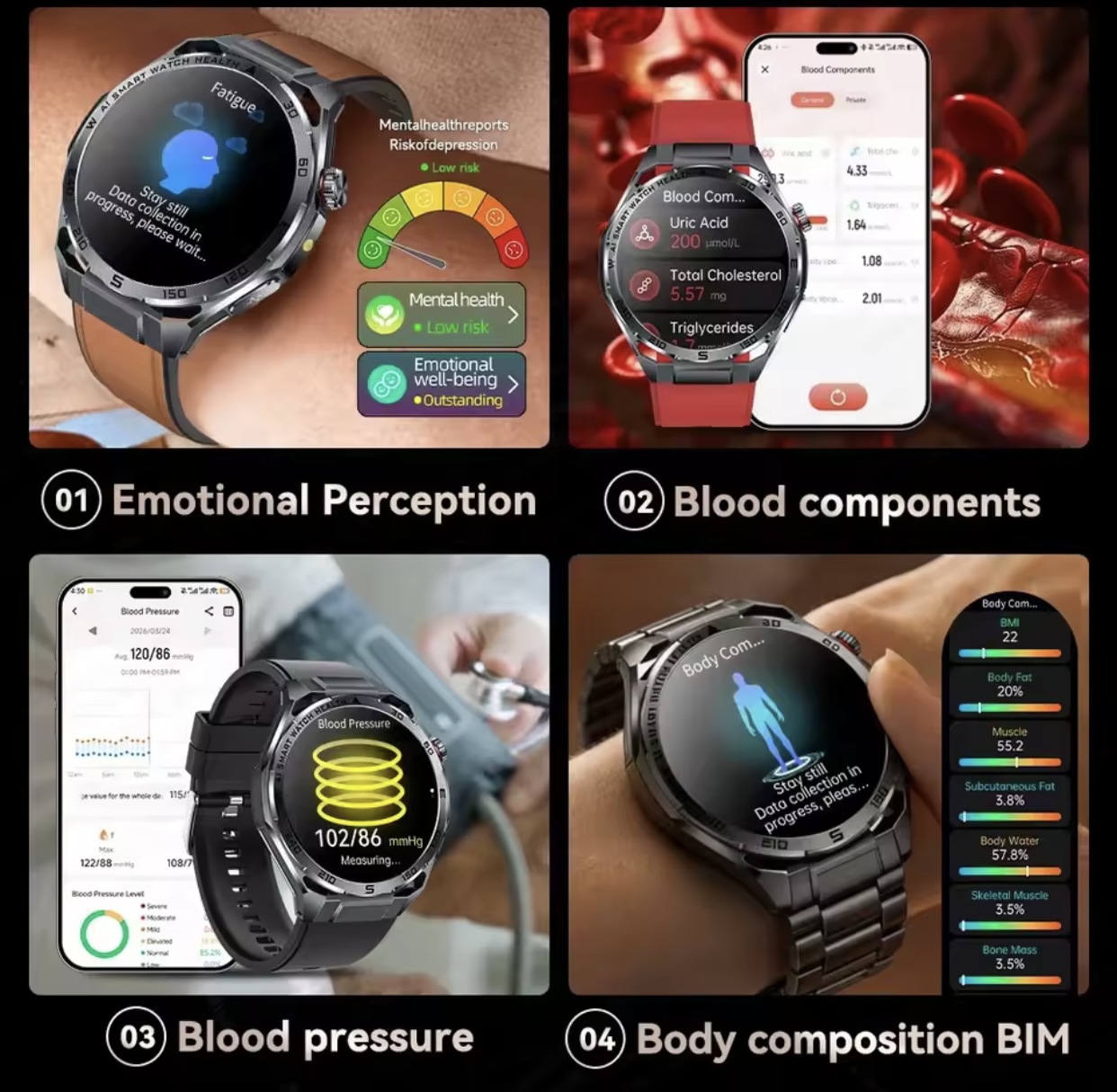 의료용 심전도 시계 2026 AI 의료용 스마트워치 혈 - Android Smartwatch Accessories 리뷰 및 가격